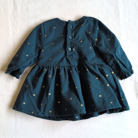 carter's teal dress with gold hearts & matching diaper cover 3 months baby girl - Picture 7 of 8